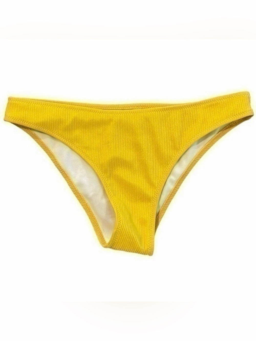 Bikini Bottom Yellow Ribbed Medium Moderate Coverage Swim SHEIN